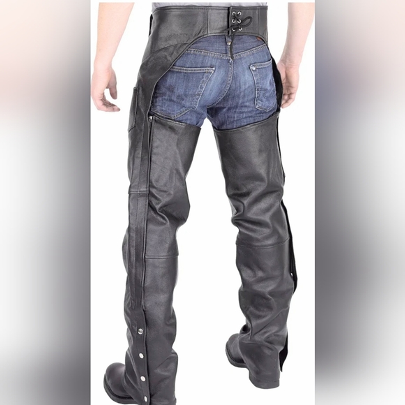 VIKING CYCLE PLAIN MOTORCYCLE CHAPS SIZE M - Picture 4 of 6